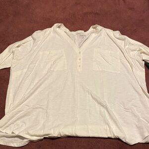 NEW! 3/4 Length Sleeve Ivory Torrid Pocket Front Blouse Size 5